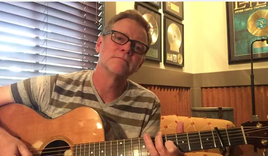 A screenshot of the YouTube video of Steven Curtis Chapman published, playing a song he wrote for Charleston, South Carolina.