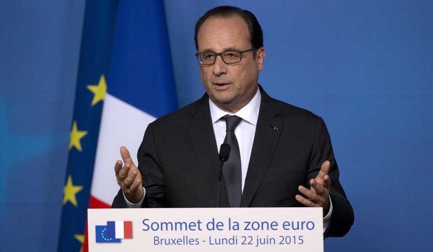 French President Francois Hollande speaks during a media conference at an EU summit in Brussels in this June 22, 2015, file photo. (AP Photo/Michel Euler, File)