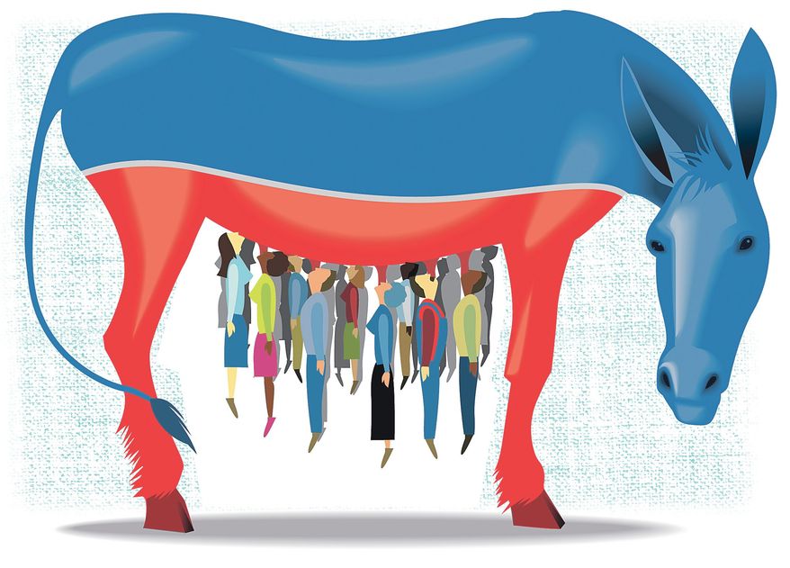 Illustration on the Democratic party&#39;s push for socialism by Alexander Hunter/The Washington Times