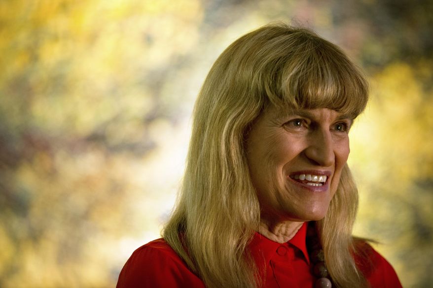 Hollywood director Catherine Hardwicke smiles during an interview in Beijing, Thursday, June 25, 2015. "Twilight" director Hardwicke said she planned to make "Loulan," a sweeping romantic epic set in an ancient Silk Road city located in present-day western China. (AP Photo/Mark Schiefelbein)