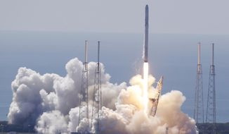The SpaceX Falcon 9 rocket and Dragon spacecraft lifts off from Space Launch Complex 40 at the Cape Canaveral Air Force Station in Cape Canaveral, Fla., Sunday, June 28, 2015. The rocket carrying supplies to the International Space Station broke apart shortly after liftoff. (AP Photo/John Raoux)