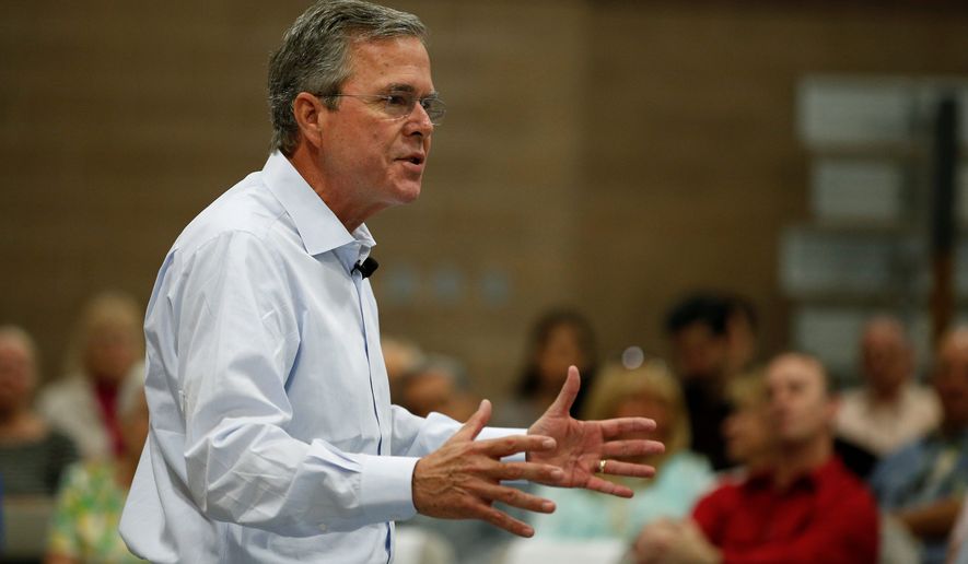 Following the Supreme Court&#39;s ruling in favor of gay marriage, Republican presidential candidate and former Florida Gov. Jeb Bush said &quot;it is now crucial that as a country we protect religious freedom and the right of conscience and also not discriminate.&quot; (Associated Press Photographs)