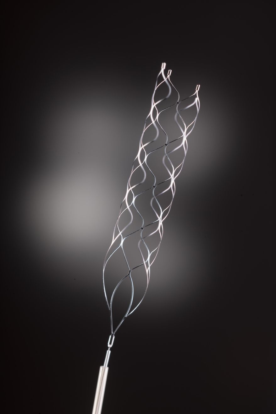 This undated photo provided by Covidien shows their stent used to clear blood clots in the brain that cause strokes. The American Heart Association has endorsed using removable stents to open clogged arteries causing a stroke. It's the first new stroke treatment to be backed by the group in nearly 20 years and the first device ever recommended for this purpose. (AP Photo/Covidien, Stan Sholik)
