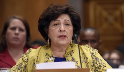 Office of Personnel Management (OPM) Director Katherine Archuleta testifies on Capitol Hill in Washington in June. FILE (Associated Press)