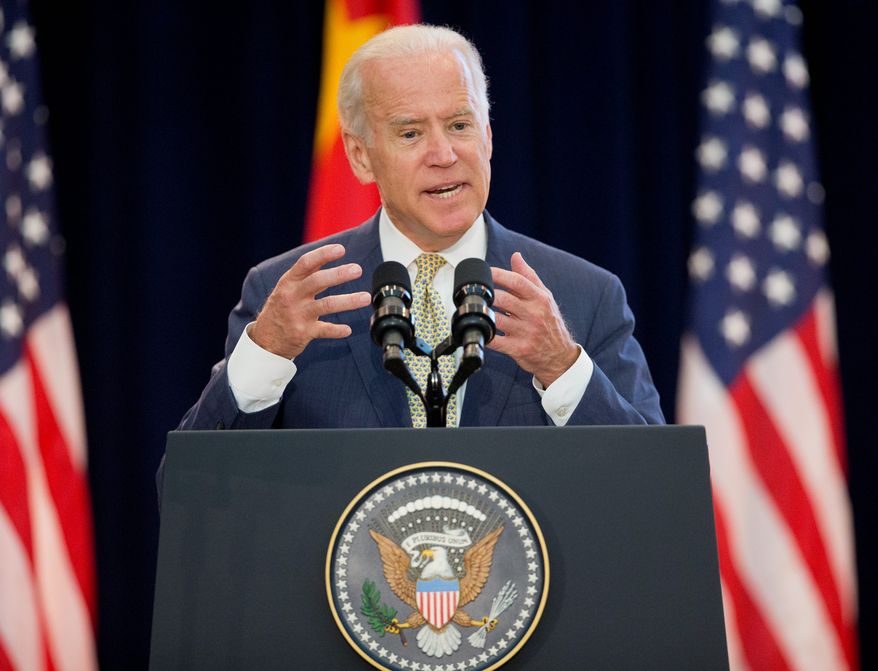 Vice President Joe Biden speaks at the 7th US China Strategic and Economic Dialogue (S&amp;ED) and 6th Consultation on People-to-People (CPE) at the U.S. State Department in Washington, Tuesday, June 23, 2015.(AP Photo/Pablo Martinez Monsivais) (credit)