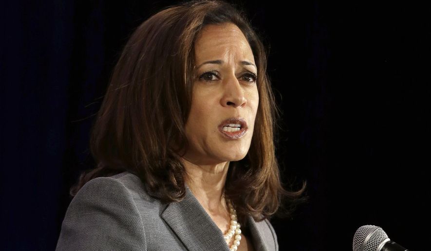 California Attorney General Kamala Harris speaks before the California Chamber Capitol Summit in Sacramento, Calif., May 27, 2015. (AP Photo/Rich Pedroncelli) ** FILE **
