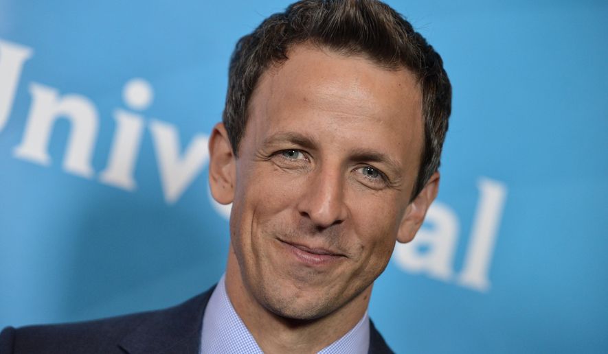 FILE - This July 13, 2014 file photo shows Seth Meyers at the NBC 2014 Summer TCA held at the Beverly Hotel in Beverly Hills, Calif. A presidential campaign is beginning without late-night television hosts who helped us laugh through past ones, both a cultural loss and an opportunity for new voices. Stephen Colbert, Seth Meyers, Larry Wilmore and Kate McKinnon are the most likely comic stars to emerge for Decision 2016. (Photo by Richard Shotwell/Invision/AP, File)