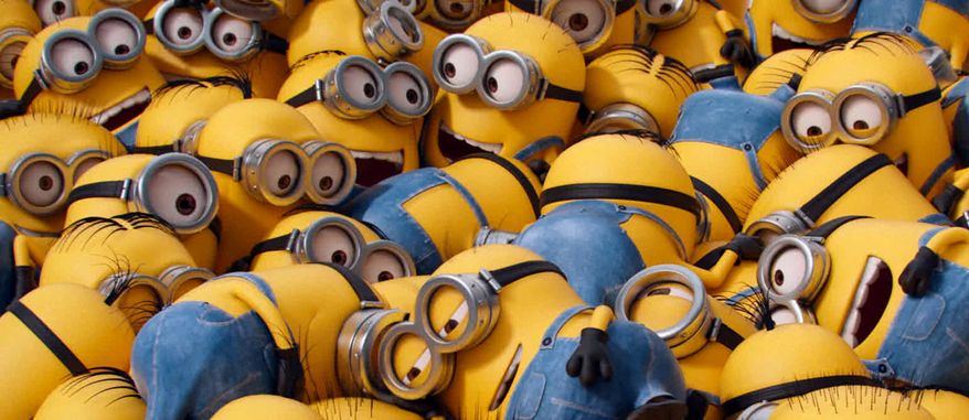 In this image released by Universal Pictures, various minion characters appear in a scene from the animated feature, "Minions." (Illumination Entertainment/Universal Pictures via AP)