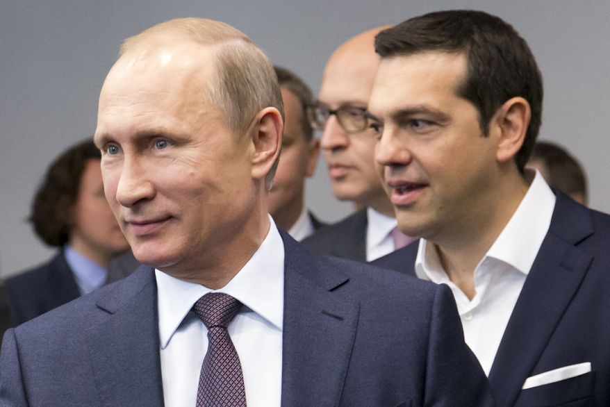 Russian President Vladimir Putin called Greek Prime Minister Alexis Tsipras Monday as the Greek debt crisis deepened. (Associated Press) ** FILE **