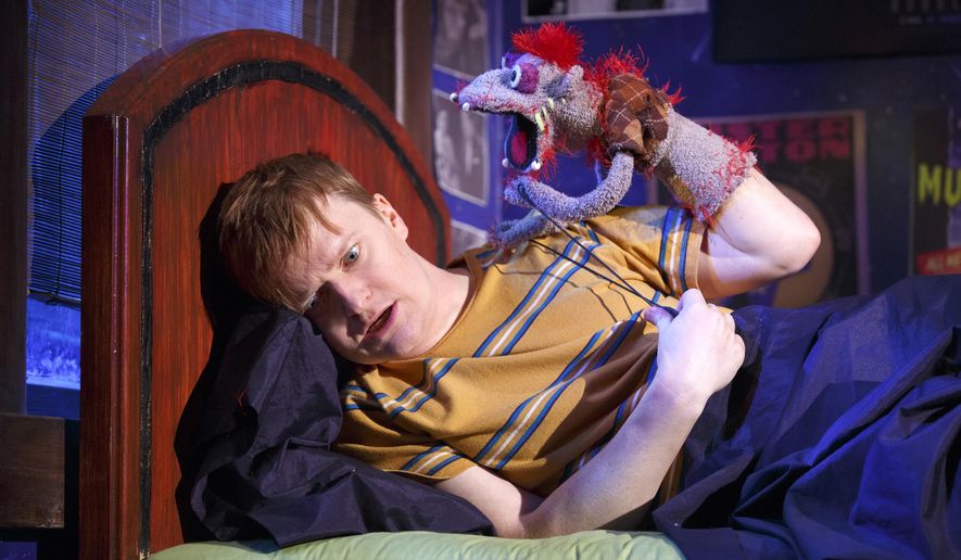 This undated photo provided by O&M Co. shows Steven Boyer in a scene from Robert Askins' "Hand to God," on Broadway in New York. (Joan Marcus/O&M Co. via AP)