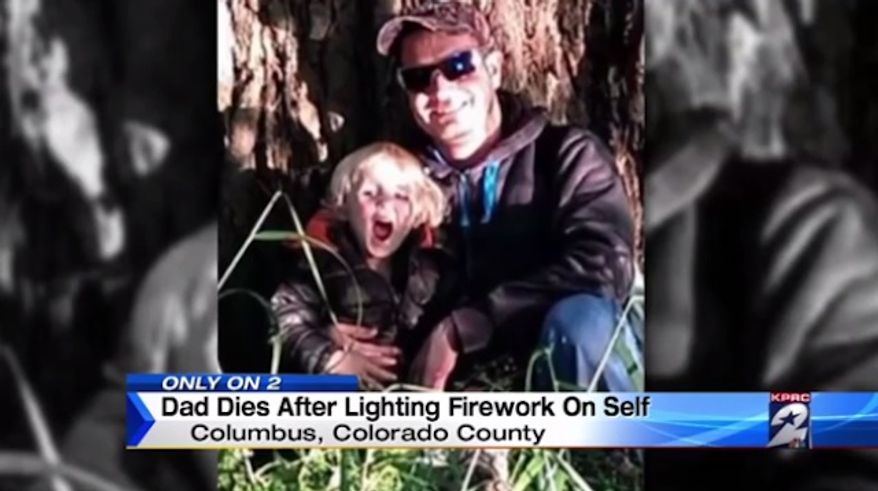 Justin Bartek, a 30-year-old Texas postal worker, died Tuesday after shooting a firework off of his chest, according to Colorado County sheriff's officials. (KPRC)