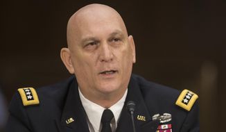 Army Chief of Staff Gen. Raymond Odierno testifies on Capitol Hill in Washington, before the Senate Armed Services Committee hearing on the impact of the Budget Control Act of 2011 and sequestration on national security, Jan. 28, 2015. (Associated Press) ** FILE **