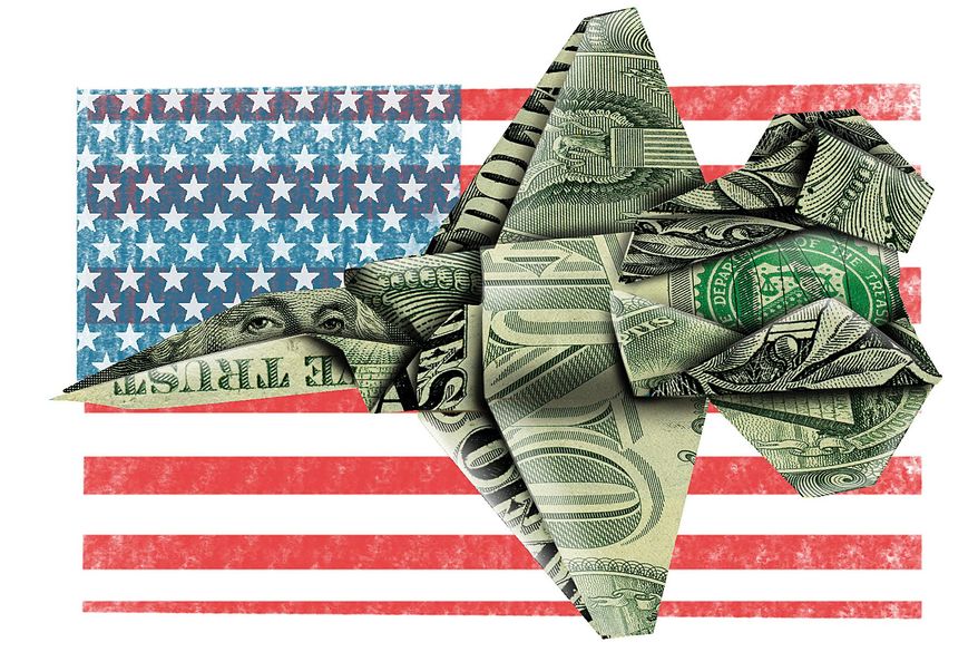Illustration on the costs of the F-35 fighter plane by Linas Garsys/The Washington Times
