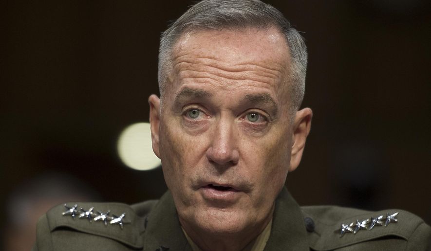 Marine Corps Commandant Gen. Joseph Dunford, Jr., testifies during his Senate Armed Services Committee confirmation hearing to become the Chairman of the Joint Chiefs of Staff, on Capitol Hill in Washington, Thursday, July 9, 2015. (AP Photo/Cliff Owen)