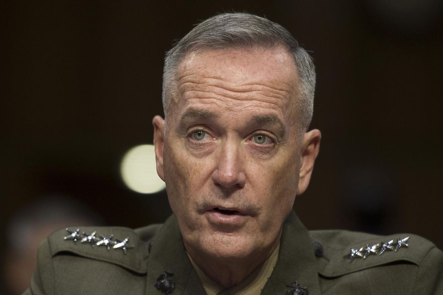 Marine Corps Commandant Gen. Joseph Dunford, Jr., testifies during his Senate Armed Services Committee confirmation hearing to become the Chairman of the Joint Chiefs of Staff, on Capitol Hill in Washington, Thursday, July 9, 2015. (AP Photo/Cliff Owen)