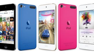 This composite product image provided by Apple shows varieties of the new iPod Touch, available for sale on Wednesday, July 15, 2015. Apple is refreshing its iPod Touch music player for the first time in nearly three years, as the company seeks to make music a central part of its devices once again. (Apple via AP)
