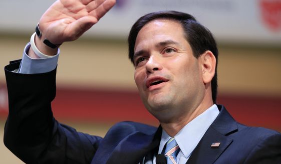 Sen. Marco Rubio, Florida Republican and presidential hopeful, speaks at the Family Leadership Summit in Ames, Iowa, on July 18, 2015. (Associated Press)