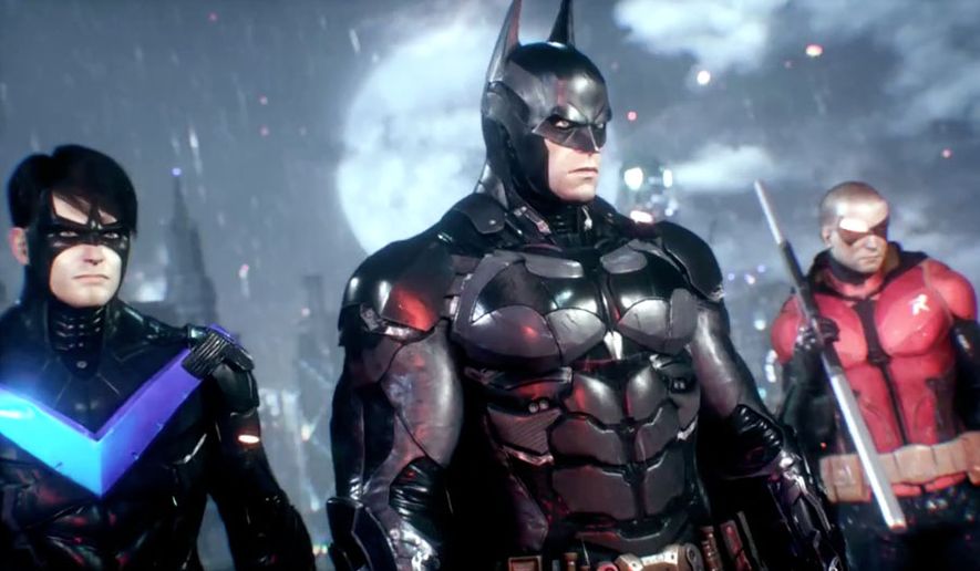 Nightwing and Robin join the Caped Crusdare to save Gotham City in the video game Batman: Arkham Knight.