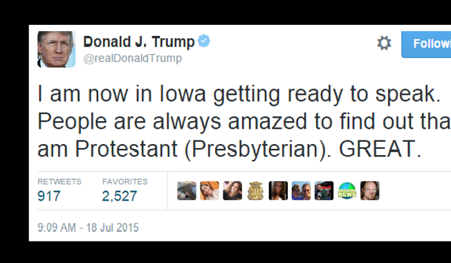 Public twitter feed for Donald Trump, @RealDonaldTrump.
