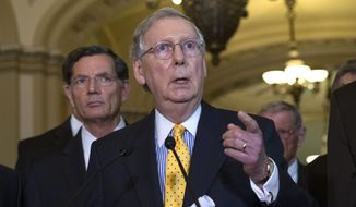 Senate Majority Leader Mitch McConnell&#39;s new highway spending bill is already on the skids, with both Democrats and Republicans questioning $47 billion in fees and penalties the legislation counts on to fund new road-building over the next three years. (Associated Press)