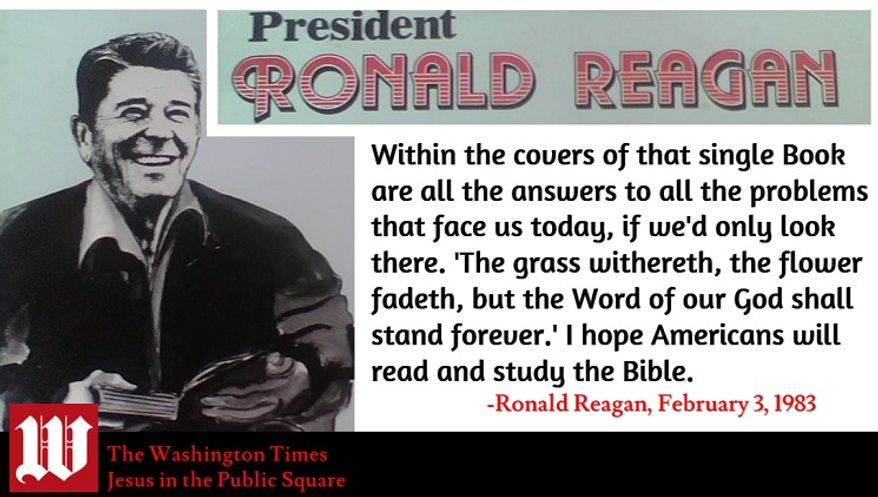 Ronald Reagan, image created by W. Scott Lamb, using the cover of his 1954/1984 LP of &quot;Old Testament Stories&quot;