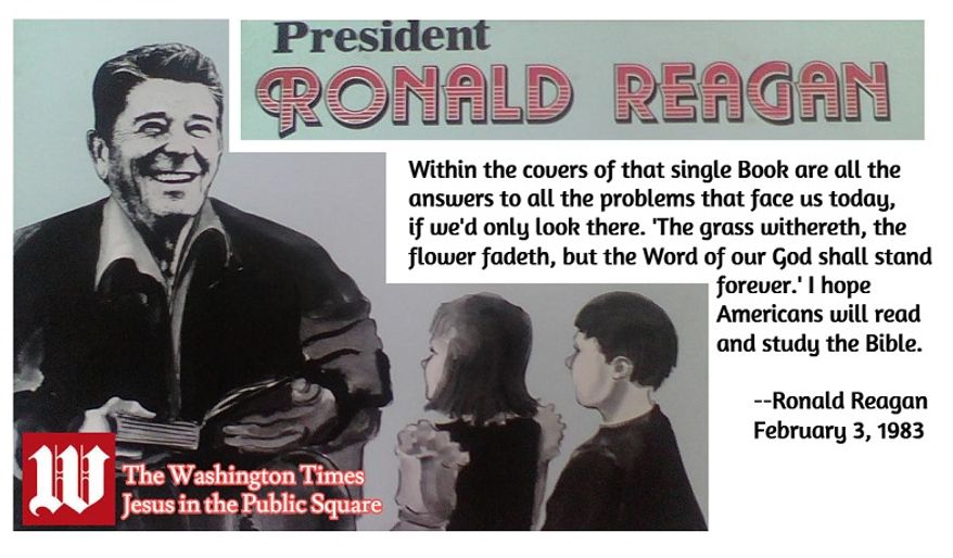 Ronald Reagan. Image created by W. Scott Lamb using the cover of his 1954 LP recordings of Old Testament Bible stories.
