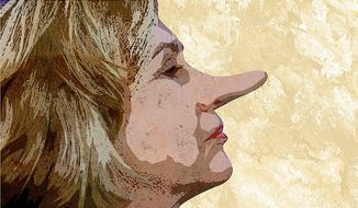 Hillary Must Be Lying Illustration by Greg Groesch/The Washington Times