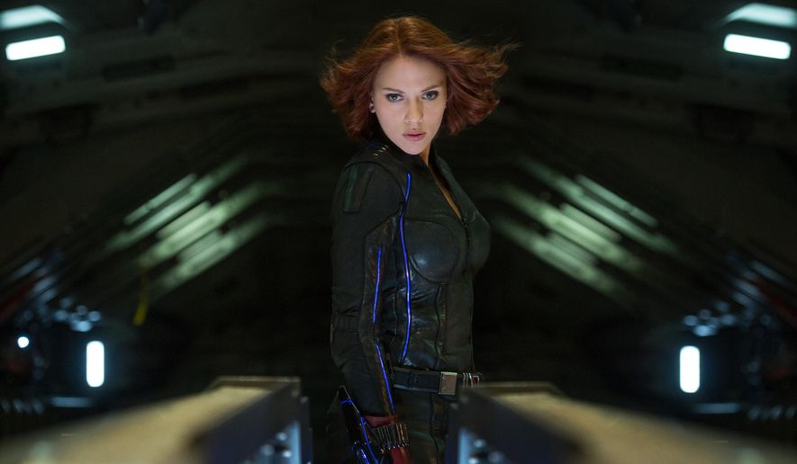 This photo provide by Disney shows Scarlett Johansson as Black Widow in a scene from Marvel's "Avengers: Age Of Ultron." (Jay Maidment/Disney/Marvel via AP)