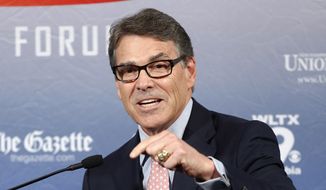 Republican presidential candidate former Texas Gov. Rick Perry speaks during a forum Monday, Aug. 3, 2015, in Manchester, N.H. (AP Photo/Jim Cole)
