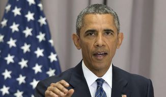 President Obama speaks Aug. 5, 2015, at American University in Washington. (Associated Press) **FILE**