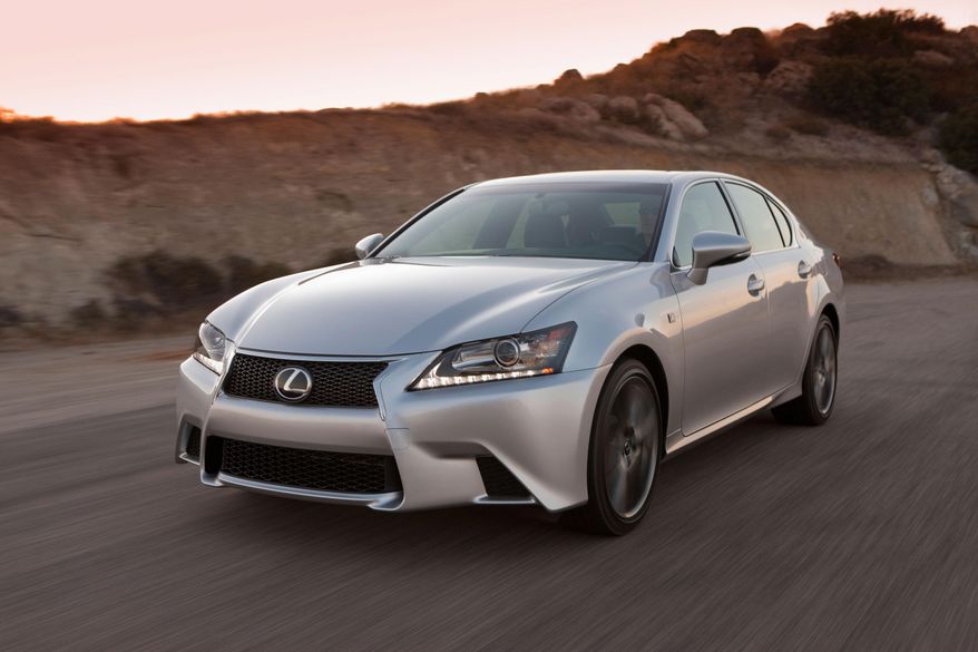 This product image provided by Toyota shows the 2014-2015 Lexus GS 350 F Sport. The midsize luxury sedan has a starting retail price that's thousands less than the popular 2015 BMW 5-Series and Mercedes-Benz E-Class, and comes with more front and rear legroom than its two German competitors and a longer powertrain warranty. Better yet, Consumer Reports magazine lists the predicted reliability of the GS 350 as much better than average — another leg up on BMW and Mercedes. (Toyota via AP)