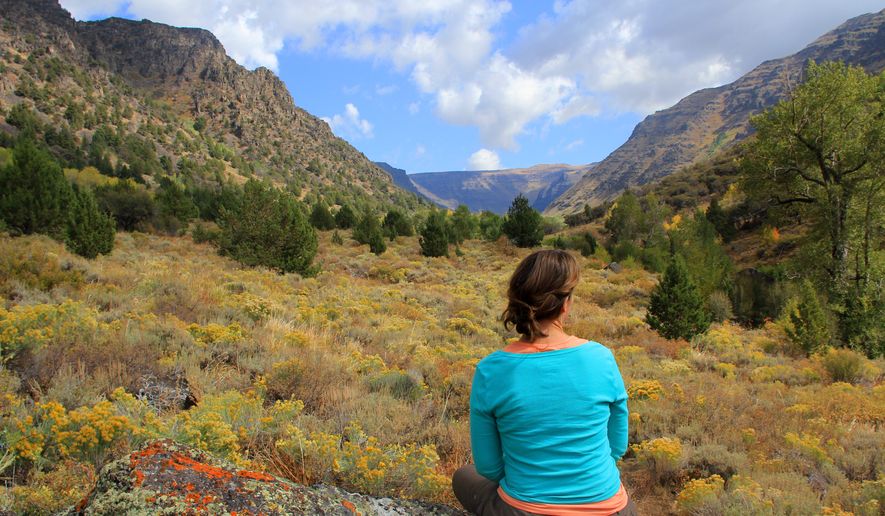 In this May 16, 2010, a woman sits at Big Indian Gorge by Steens Mountain in Oregon. The best way to experience these wild and beautiful mountains is with a backpacking trip. (Zach Urness/Statesman Journal via AP)