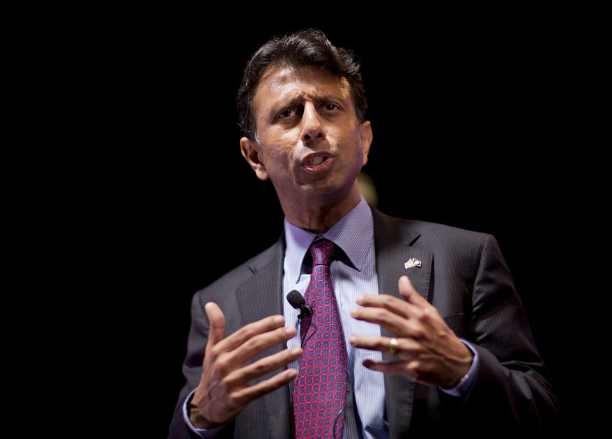 Republican presidential candidate and Louisiana Gov. Bobby Jindal speaks at the RedState Gathering in Atlanta on Aug. 7, 2015. (Associated Press) **FILE**