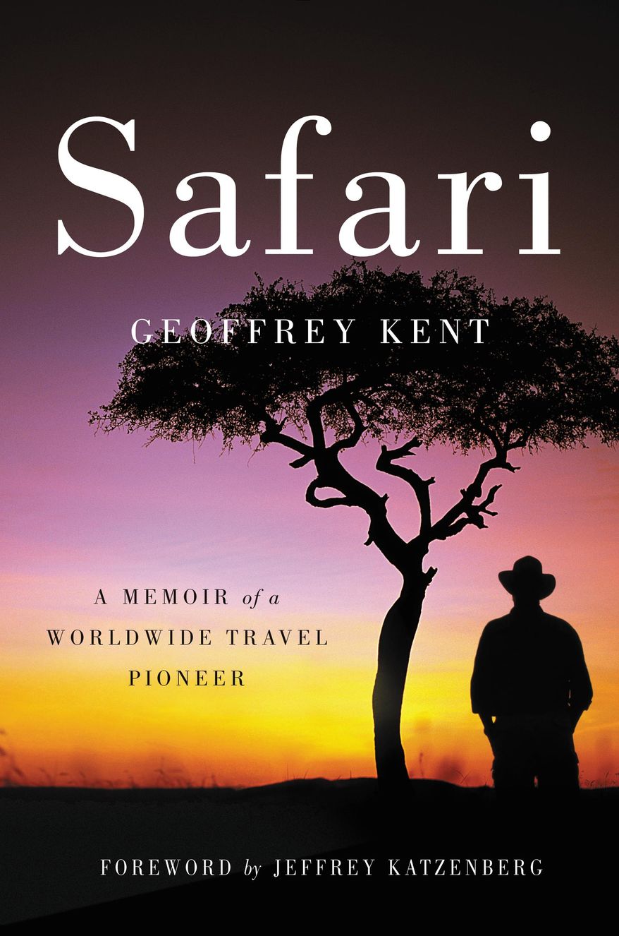 This book cover image released by Harper shows "Safari: A Memoir of a Worldwide Travel Pioneer," by Geoffrey Kent. Kent, founder of the Abercrombie & Kent luxury tour company, grew up in colonial Africa and hunted an elephant at age 15 in 1957. After killing ”the most beauteous and magnificent beast” he’d ever seen, he vows, “If I ever shoot an elephant again, it will be with a camera.” (Harper via AP)