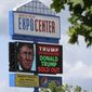 The marquee for the Birch Run Expo Center shows a sold out Republican presidential candidate Donald Trump appearance, Tuesday, Aug. 11, 2015, in Birch Run, Mich. Trump is planning on attending the Lincoln Day Dinner of the Genesee and Saginaw county Republican parties. (AP Photo/Carlos Osorio)