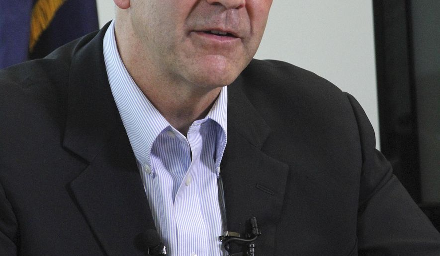 U.S. Sen. Dan Sullivan, R-Alaska, speaks during a news conference, Monday, Aug. 17, 2015, in Anchorage, Alaska. Sullivan discussed a range of topics, including the importance of an Arctic policy for the United States. (AP Photo/Mark Thiessen)