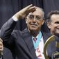 In this Sunday, Sept. 21, 2014, photo, retired Army Lt. Gen. Russel Honore, who served as commander of Joint Task Force Katrina, salutes as he receives the People&#39;s Choice award in the first half of an NFL football game between the New Orleans Saints and the Minnesota Vikings in New Orleans. (AP Photo/Bill Haber) **FILE**