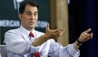 Republican presidential candidate and Wisconsin Gov. Scott Walker speaks during an education summit in Londonderry, N.H. on Aug. 19, 2015. (Associated Press) **FILE**