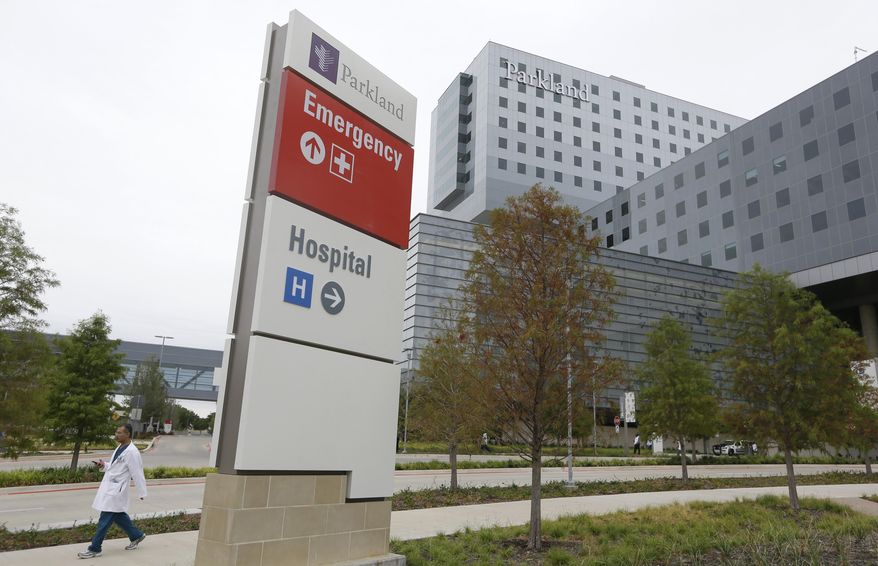 The new Parkland Memorial Hospital building sits ready for business in Dallas, Texas, Thursday, Aug. 20, 2015. Parkland Memorial Hospital has begun moving to its new location. The emergency room at the new site for Dallas County's public hospital began accepting patients Thursday morning. (AP Photo/LM Otero)