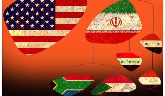 Illustration on the African political consequences U.S. legitimization of Iran through the Obama nuclear arms deal by Alexander Hunter/The Washington Times