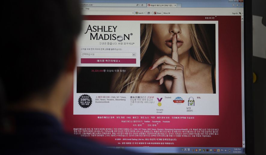 A June 10, 2015, file photo shows Ashley Madison&#39;s Korean website on a computer screen in Seoul, South Korea. (AP Photo/Lee Jin-man/ File)
