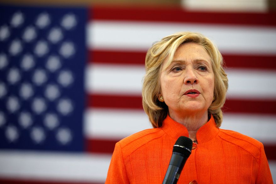 Democratic presidential candidate Hillary Rodham Clinton is heading to a rally in Ohio Thursday. Mrs. Clinton’s poll numbers have slipped amid the email scandal and rumors of a potential White House bid by Vice President Joseph R. Biden. (AP Photo/John Locher)