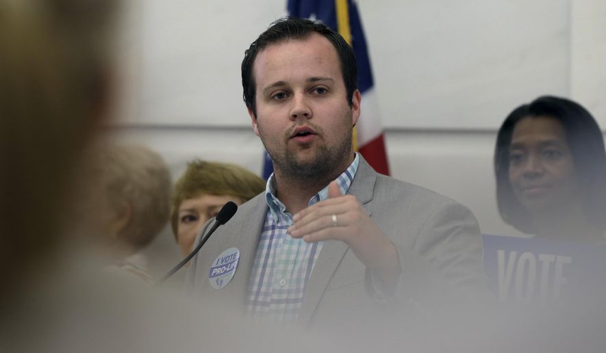 In this Aug. 29, 2014, file photo, Josh Duggar, executive director of FRC Action, speaks in favor the Pain-Capable Unborn Child Protection Act at the Arkansas state Capitol in Little Rock, Ark. Days after he confessed to cheating on his wife and a pornography addiction, the ex-reality star checked into a long-term treatment center, his parents said Wednesday, Aug.26, 2015, on the family&#39;s website. (AP Photo/Danny Johnston, File)