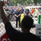 Black Lives Matter protesters agitate at the front gate of the Minnesota State Fair during a protest Saturday. Some fear the protest movement may be promoting violence against police that contributed to a Houston deputy's slaying by a black man Friday. (Star Tribune via Associated Press)