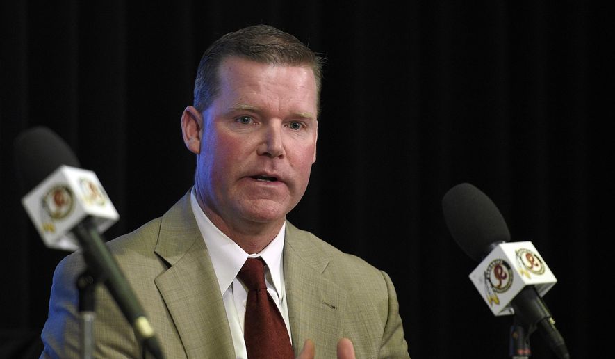 FILE - In this Jan. 9, 2015, file photo, Washington Redskins general manager Scot McCloughan speaks during a news conference with the NFL football team, in Ashburn, Va. McCloughan&#39;s wife, Jessica McCloughan, has apologized for &amp;quot;disparaging&amp;quot; and &amp;quot;unfounded&amp;quot; comments on her Twitter account about an ESPN reporter. The Redskins issued a statement on behalf of Jessica McCloughan on Wednesday night, Sept. 2, in which she acknowledged making the remarks, which said the reporter exchanged sexual favors for information. (AP Photo/Nick Wass, File)