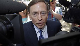 FILE - In this April 23, 2015 file photo, former CIA director David Petraeus arrives for sentencing at the federal courthouse in Charlotte, N.C.   The Associated Press has learned that lawyers for Scott and Jill Kelley&#39;s privacy lawsuit over leaks in the Obama administration investigation that led to the resignation of CIA Director David Petraeus, intend to subpoena at least two journalists to compel them to testify about their sources in the case.  (AP Photo/Bob Leverone)