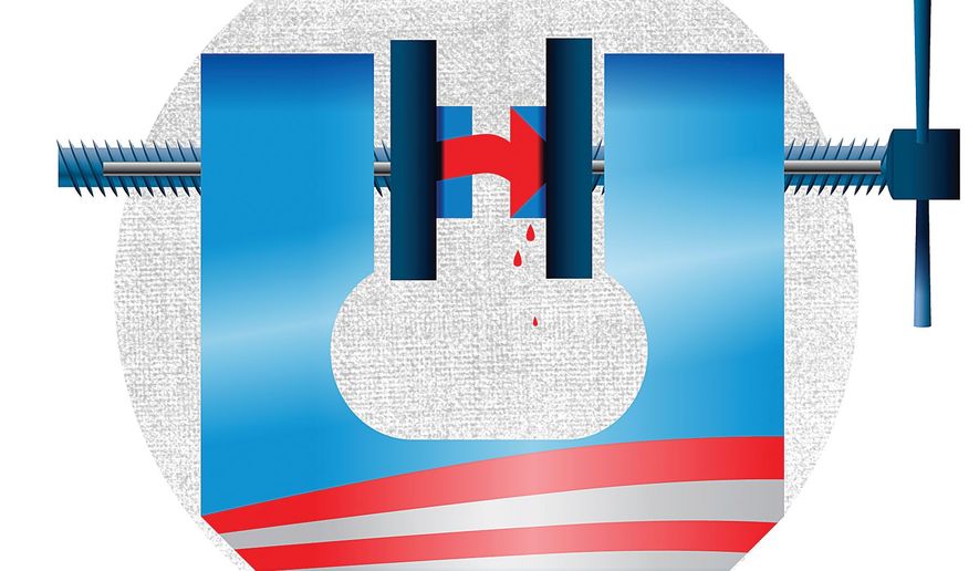 Obama Administration Squeezes the Hillary Campaign Illustration by Linas Garsys/The Washington Times