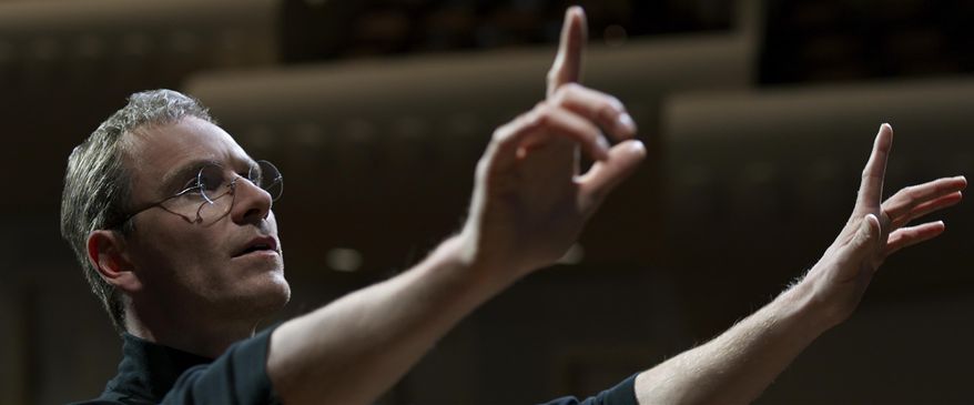In this image released by Universal Pictures, Michael Fassbender appears in a scene from the film, "Steve Jobs." (Universal Pictures via AP)