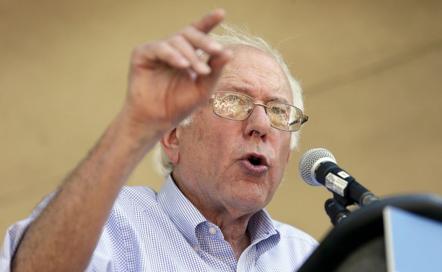 Sen. Bernie Sanders, Vermont independent and Democratic presidential candidate, speaks during a town hall meeting in Grinnell, Iowa, on Sept. 3, 2015. (Associated Press) **FILE**