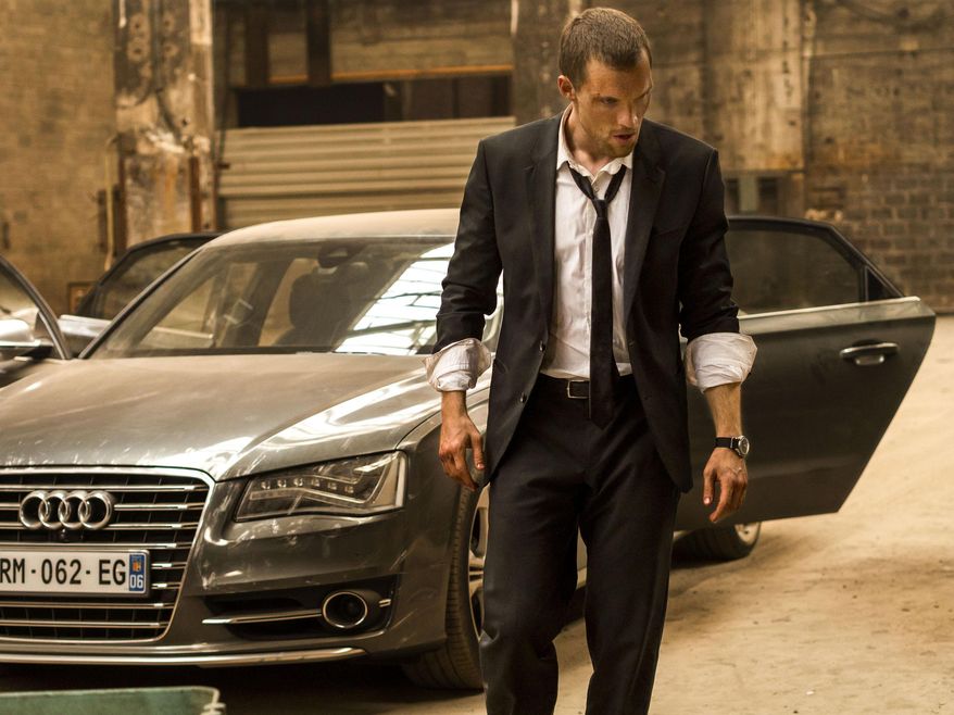 This photo provided by EuropaCorp/TF1 Films shows, Ed Skrein, as Frank Martin, in EuropaCorp's "The Transporter Refueled." The film opens in U.S. theaters on Friday, Sept. 4, 2015. (Bruno Calvo/EuropaCorp/TF1 Films via AP)